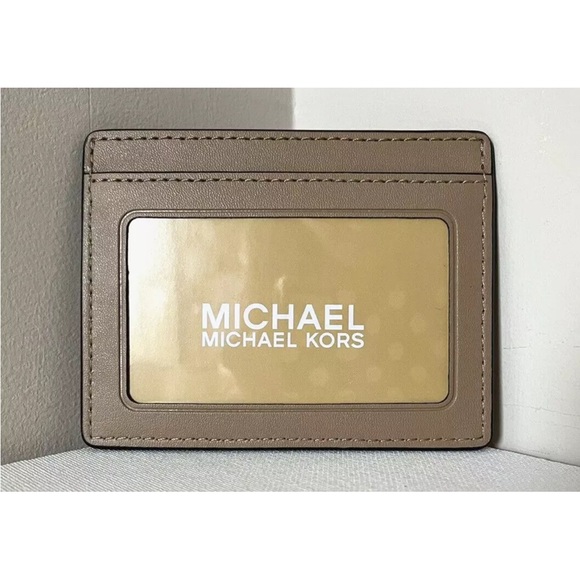 New Michael Kors Jet Set Travel Card Holder Haircalf/Leather Exotic Print Camel - Picture 2 of 2